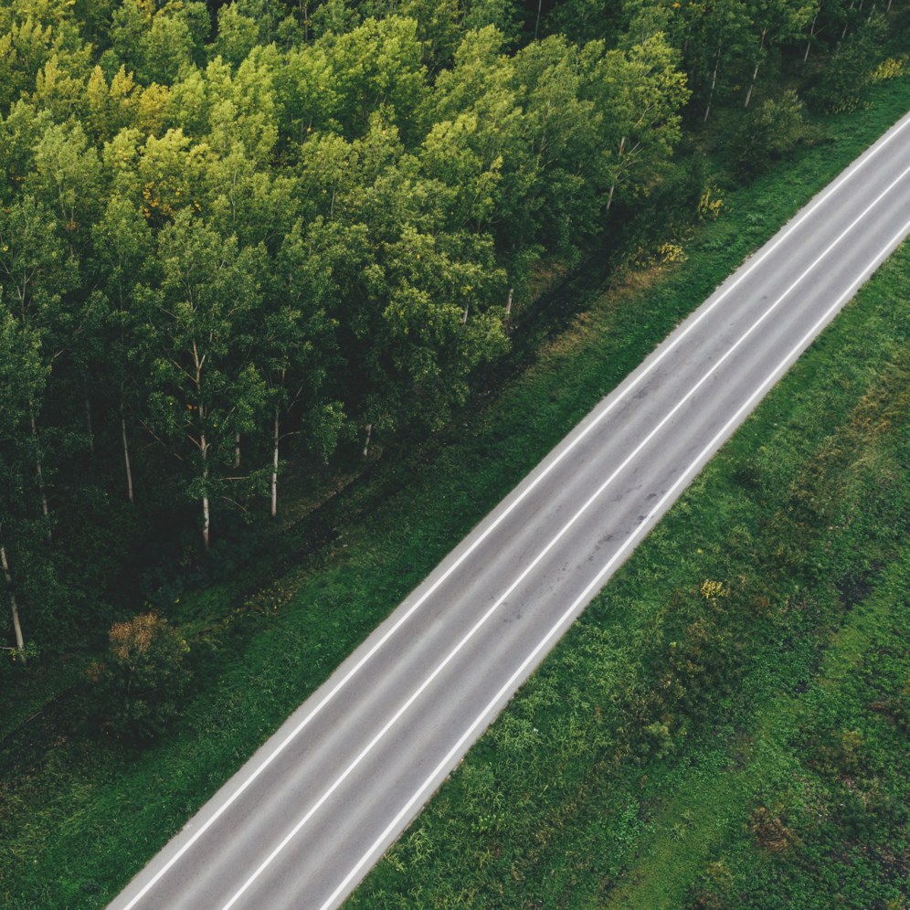 Grön väg genom landskap