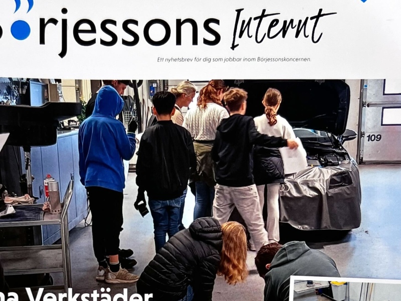 Börjessons Bil skriver i sin interntidning om alla 5 verkstäder som tog emot skolelever under hösten!
