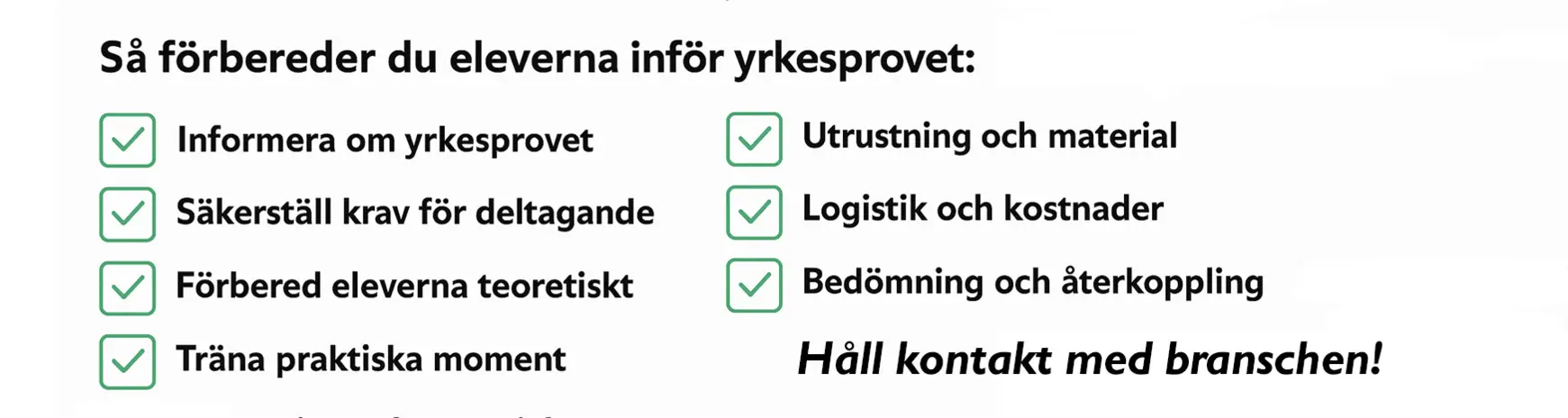 Checklista inför deltagandet i fordonslackerarnas yrkesprov