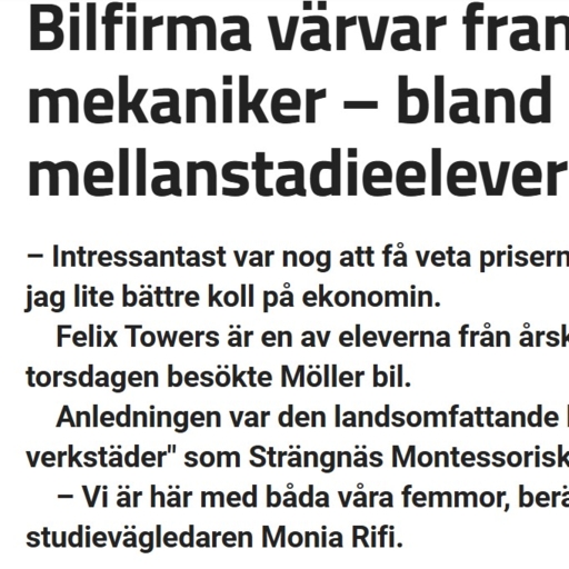 Besöket på Möller Bil i Strängnäs uppskattades mycket av Strängnäs Montessori åk 5!