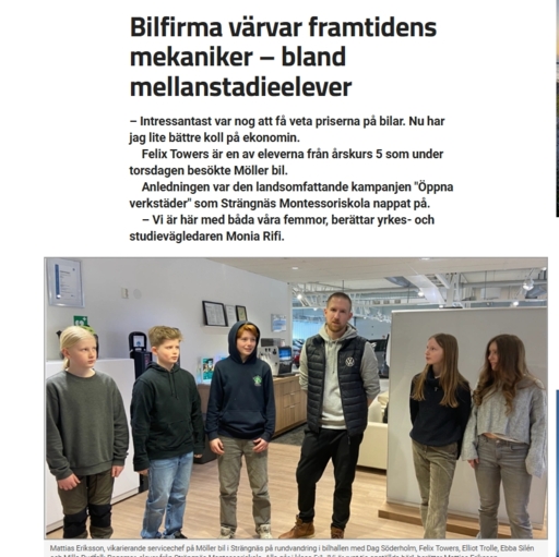 Möller Bil i Strängnäs fick fint besök av Strängnäs Montessori!